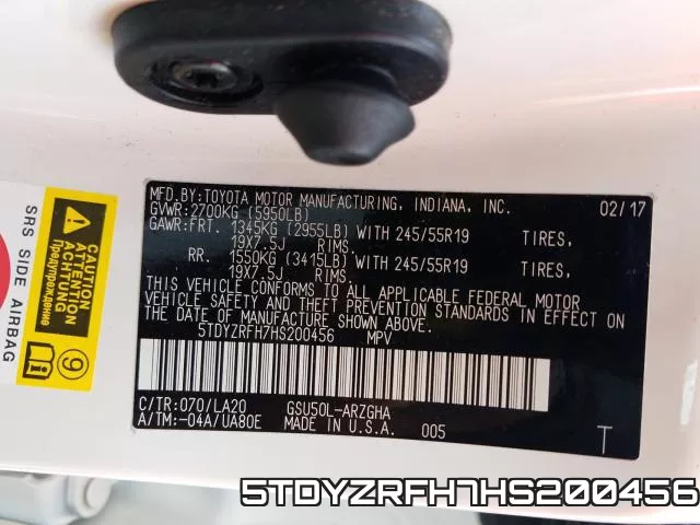 5TDYZRFH7HS200456 фото 2
