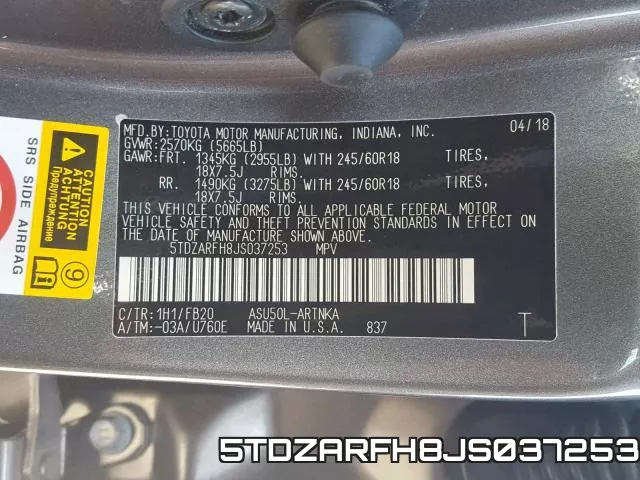 5TDZARFH8JS037253 фото 2