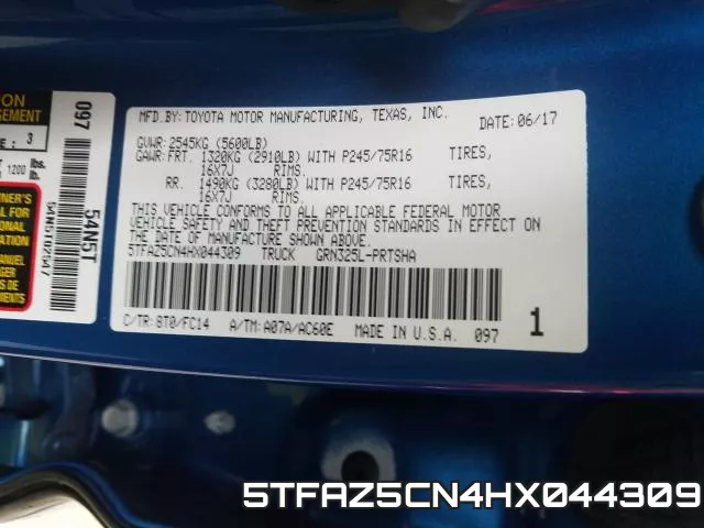 5TFAZ5CN4HX044309 фото 2