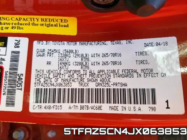 5TFAZ5CN4JX063853 фото 2