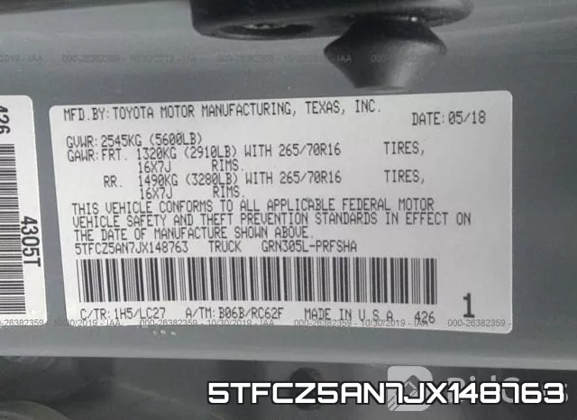5TFCZ5AN7JX148763 фото 10