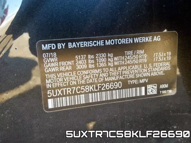 5UXTR7C58KLF26690 фото 2