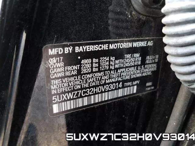 5UXWZ7C32H0V93014 фото 2