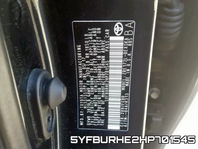 5YFBURHE2HP701545 фото 2