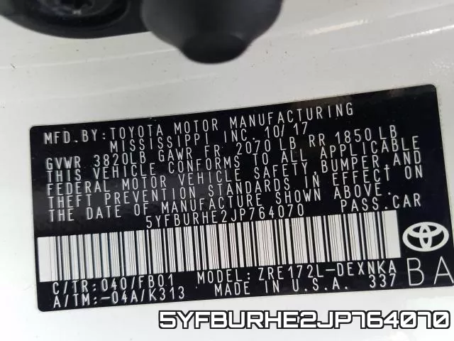 5YFBURHE2JP764070 фото 2