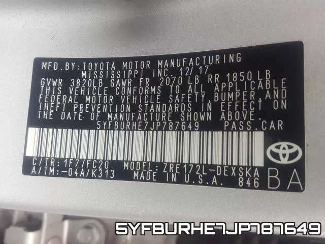 5YFBURHE7JP787649 фото 2