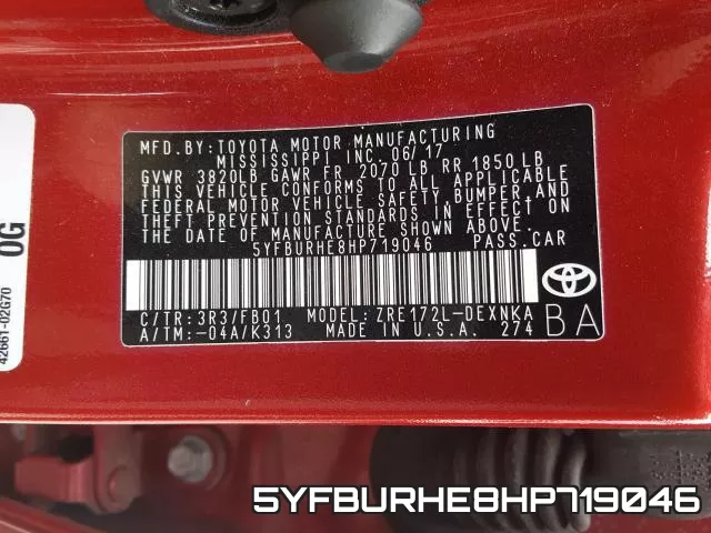 5YFBURHE8HP719046 фото 2