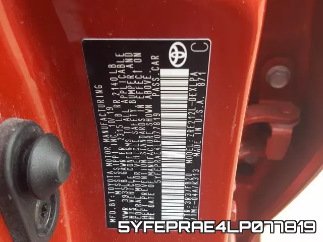 5YFEPRAE4LP077819 фото 2