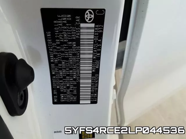 5YFS4RCE2LP044536 фото 2