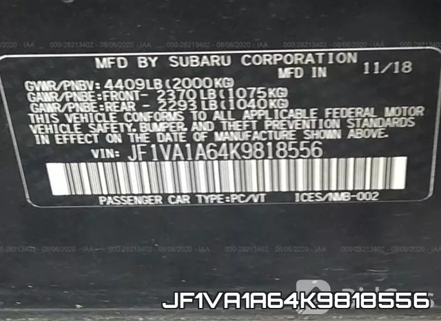 JF1VA1A64K9818556 фото 9
