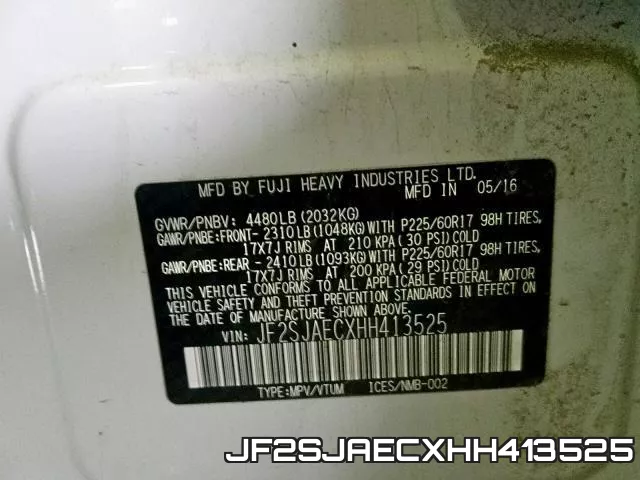 JF2SJAECXHH413525 фото 2