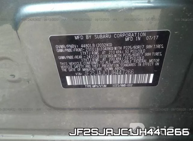 JF2SJAJC1JH447266 фото 10