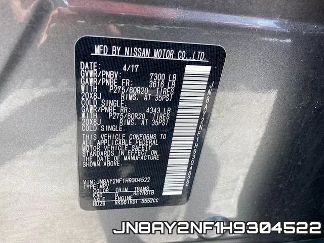 JN8AY2NF1H9304522 фото 2