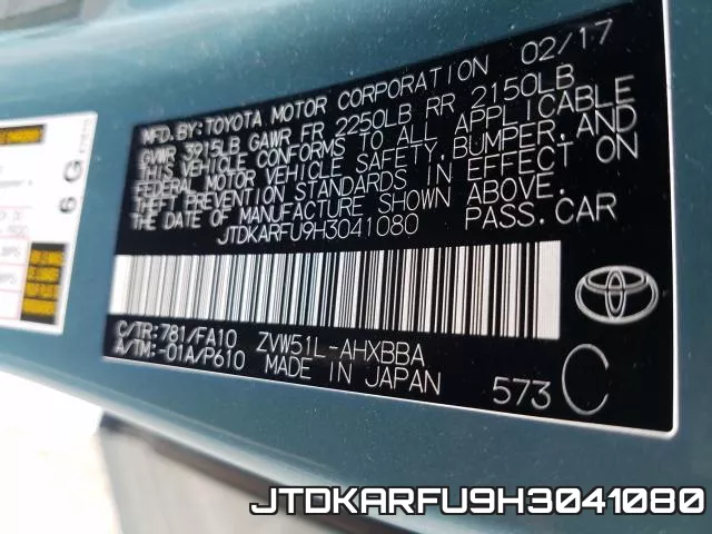 JTDKARFU9H3041080 фото 2