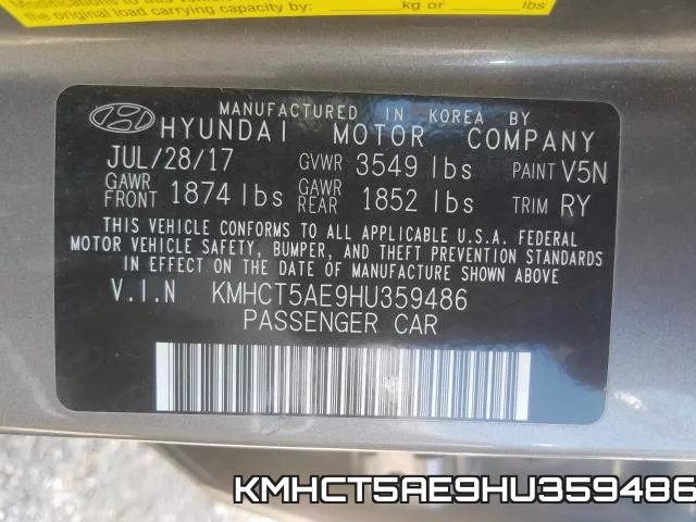 KMHCT5AE9HU359486 фото 2