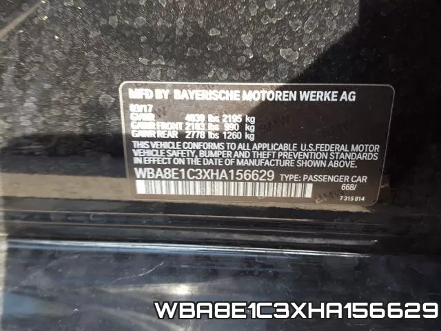 WBA8E1C3XHA156629 фото 2