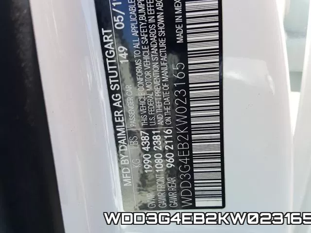 WDD3G4EB2KW023165 фото 2