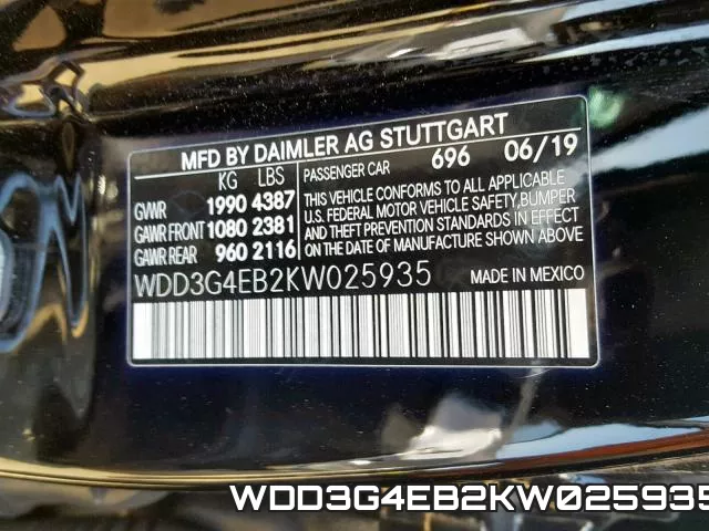 WDD3G4EB2KW025935 фото 2