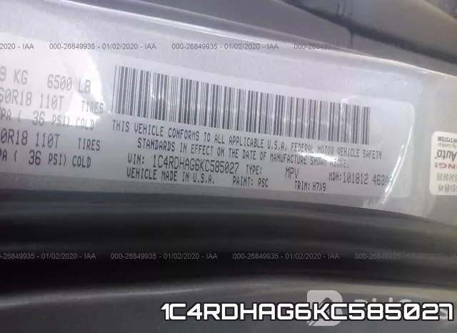 1C4RDHAG6KC585027 фото 10