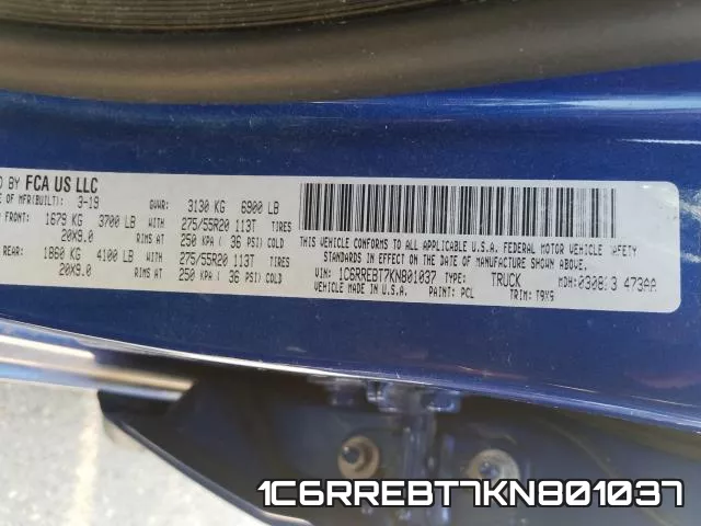 1C6RREBT7KN801037 фото 2