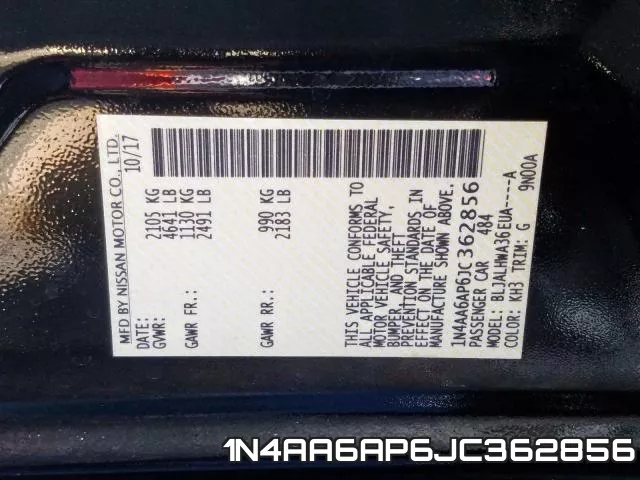1N4AA6AP6JC362856 фото 2