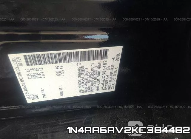 1N4AA6AV2KC384482 фото 10
