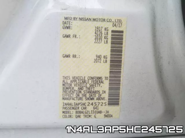 1N4AL3AP5HC245725 фото 2