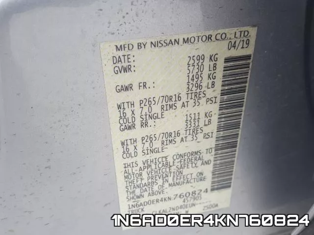 1N6AD0ER4KN760824 фото 2