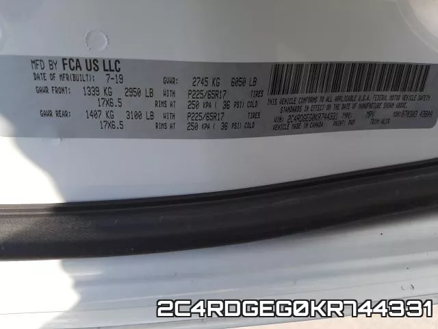 2C4RDGEG0KR744331 фото 2