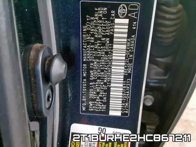 2T1BURHE2HC867211 фото 2