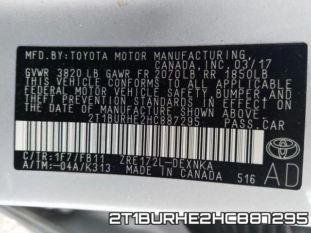 2T1BURHE2HC887295 фото 2