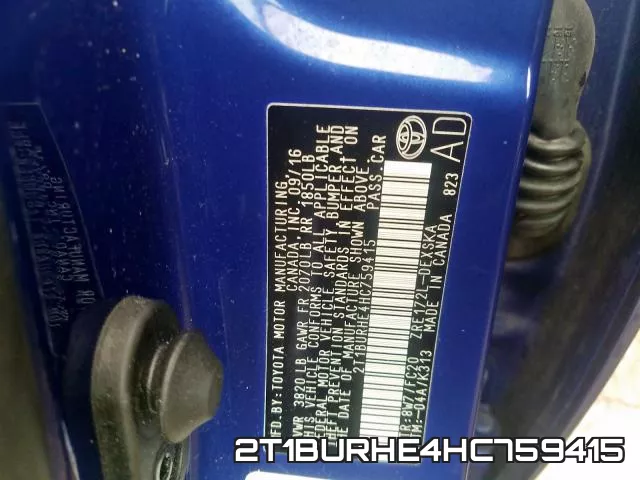 2T1BURHE4HC759415 фото 2