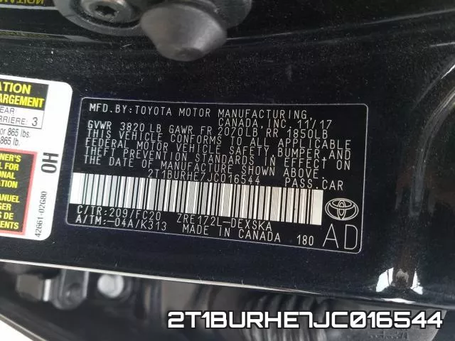 2T1BURHE7JC016544 фото 2