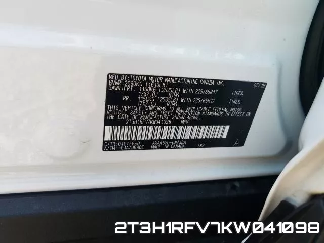 2T3H1RFV7KW041098 фото 2