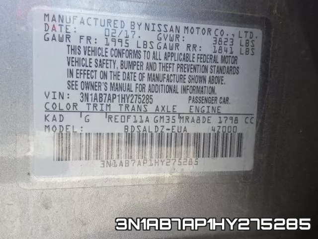3N1AB7AP1HY275285 фото 2