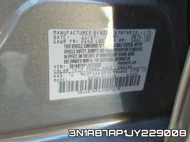 3N1AB7AP1JY229008 фото 2