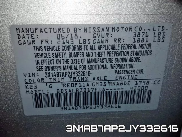 3N1AB7AP2JY332616 фото 2
