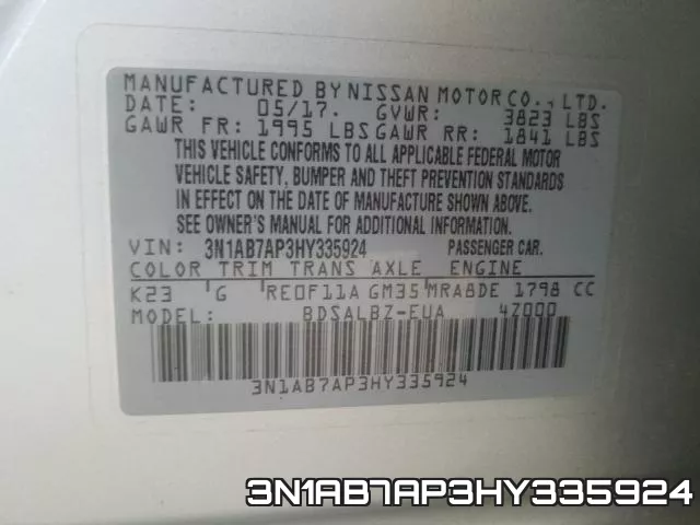 3N1AB7AP3HY335924 фото 2
