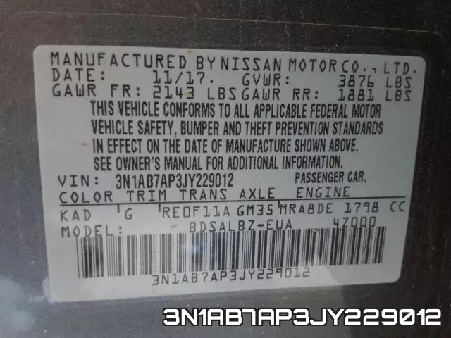 3N1AB7AP3JY229012 фото 2