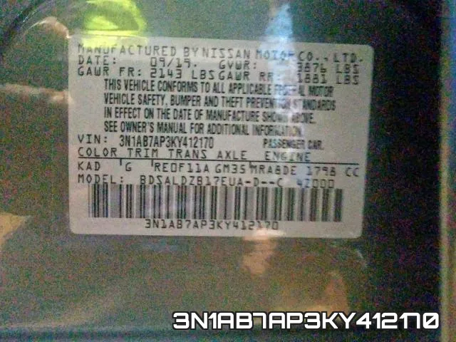 3N1AB7AP3KY412170 фото 2