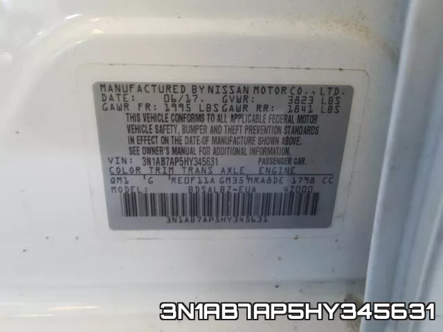 3N1AB7AP5HY345631 фото 2