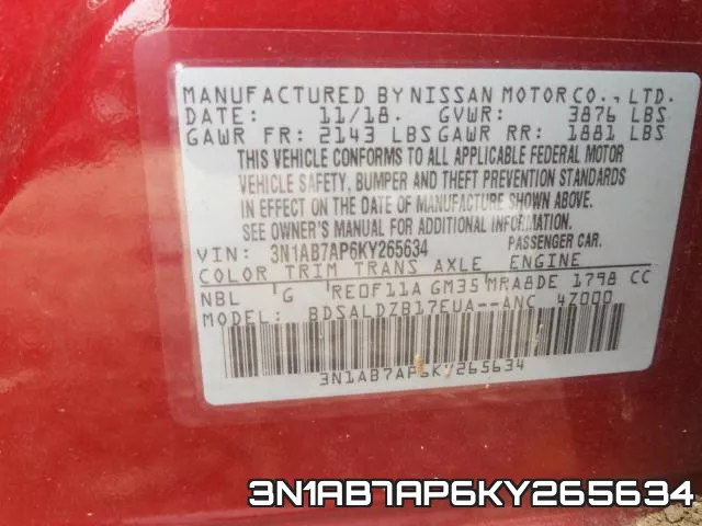 3N1AB7AP6KY265634 фото 2