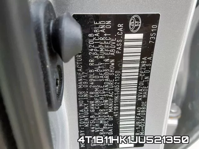 4T1B11HK1JU521350 фото 2