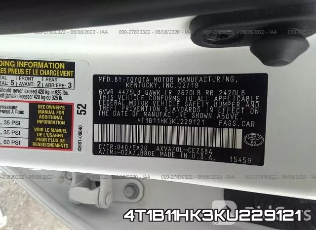 4T1B11HK3KU229121 фото 10