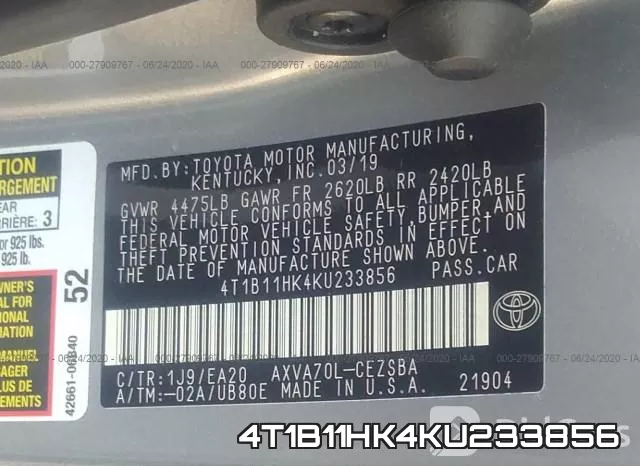 4T1B11HK4KU233856 фото 10
