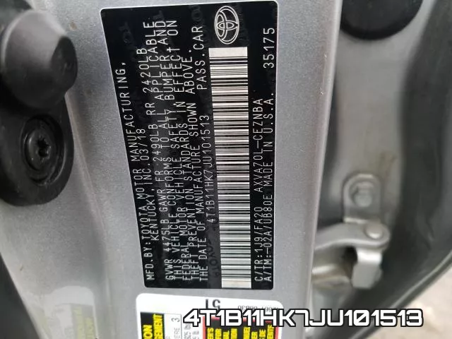 4T1B11HK7JU101513 фото 2
