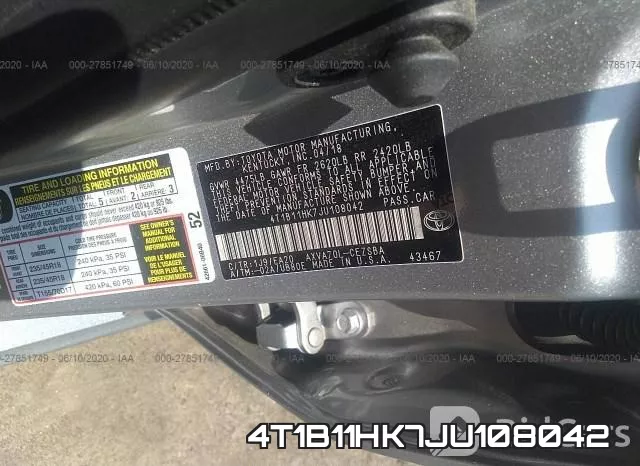4T1B11HK7JU108042 фото 10
