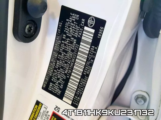 4T1B11HK9KU231732 фото 2