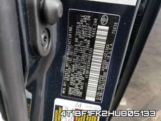 4T1BF1FK2HU805133 фото 2
