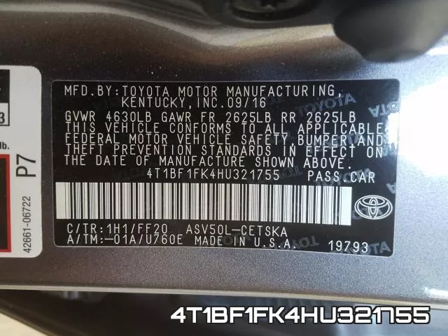 4T1BF1FK4HU321755 фото 2